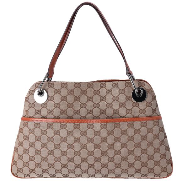GUCCI Eclipse Tote Bag 121023 Beige Light Brown Jacquard Leather - Picture 1 of 7
